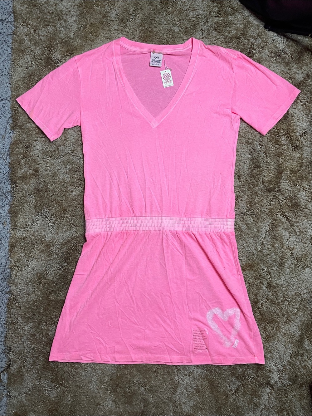 PINK‎ VICTORIAS SECRET VNECK TEE SHIRT DRESS, PINK SIZE LARGE